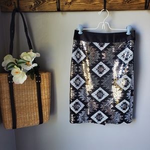 The Limited Sequin Tribal Print Pencil Skirt NWT 0 Tall